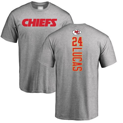 Men Kansas City Chiefs #24 Lucas Jordan Ash Backer T-Shirt